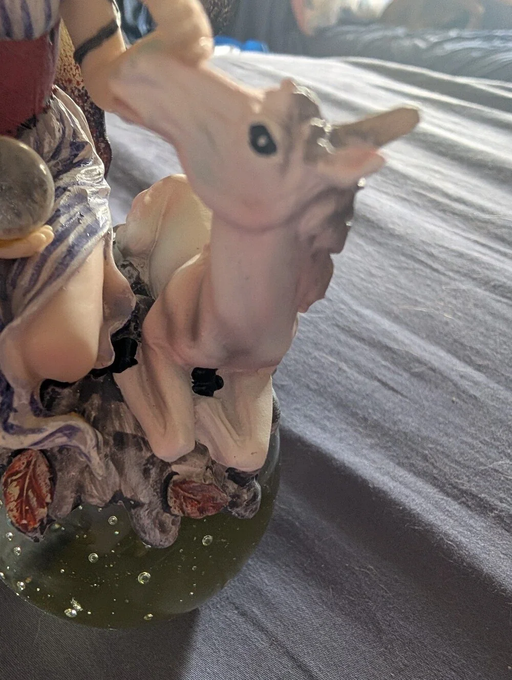 Enchanted Fairy & Baby Unicorn Figurine on Crystal Orb Base